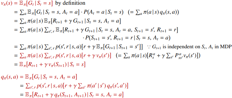 Bellman expectation equation for state value