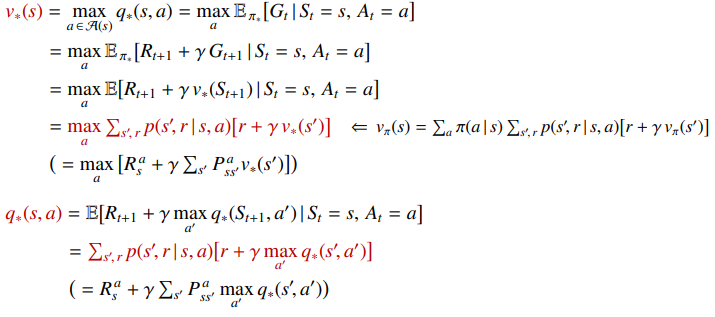Bellman optimality equation for state value
