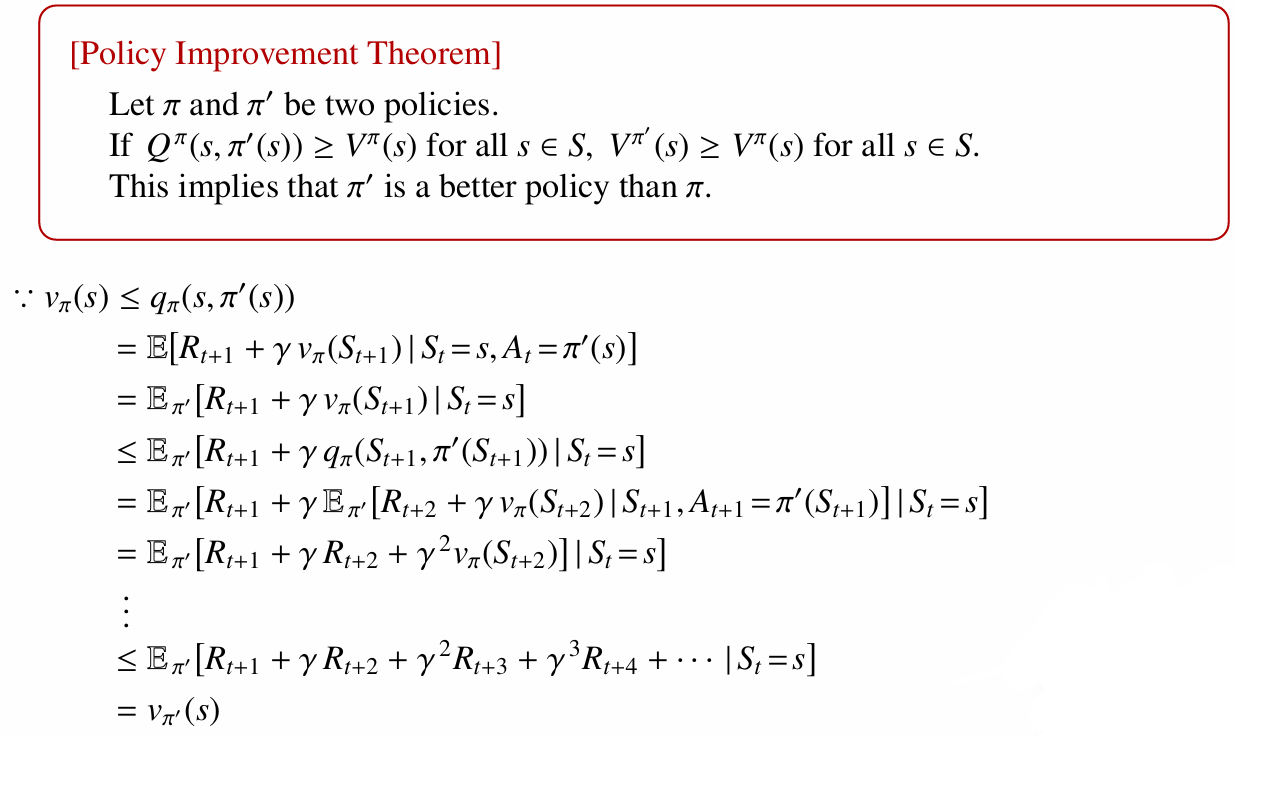 Policy improvement theorem