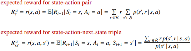 Expected reward equations