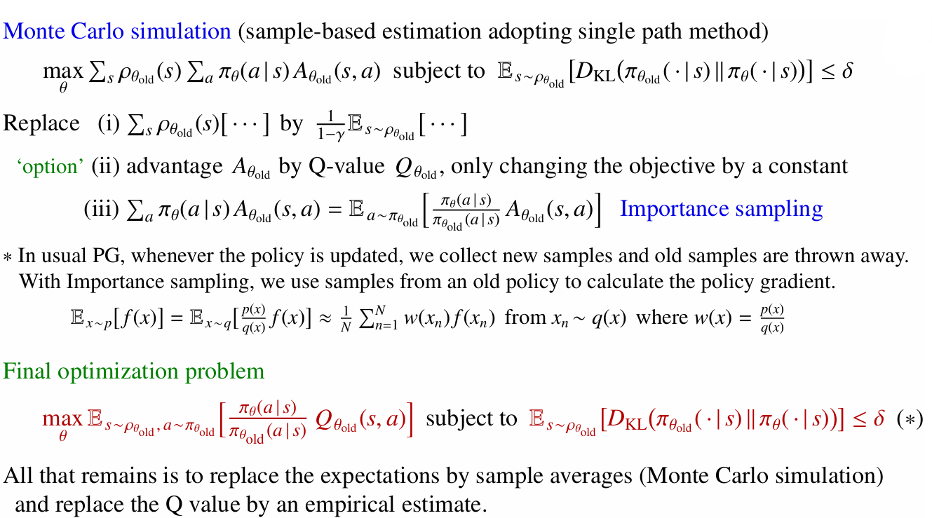 TRPO importance sampling objective